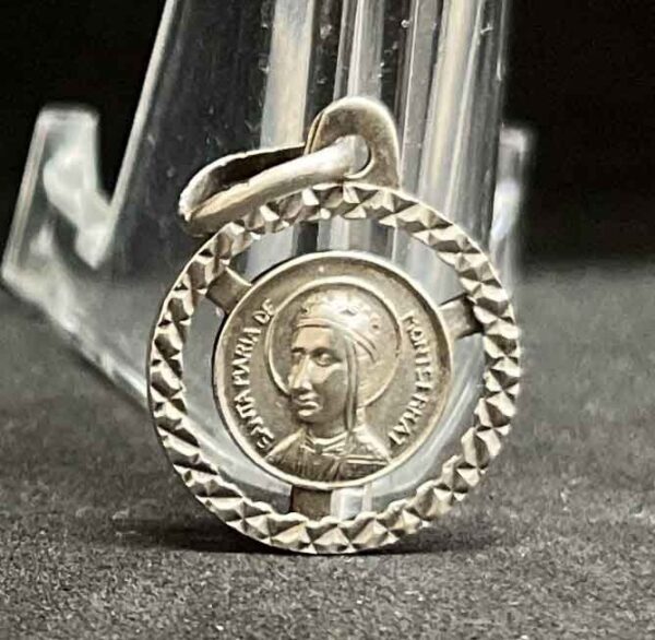 Spain 1940´ vintage Our Lady of Montserrat silver catholic medal pendant charm - Image 4
