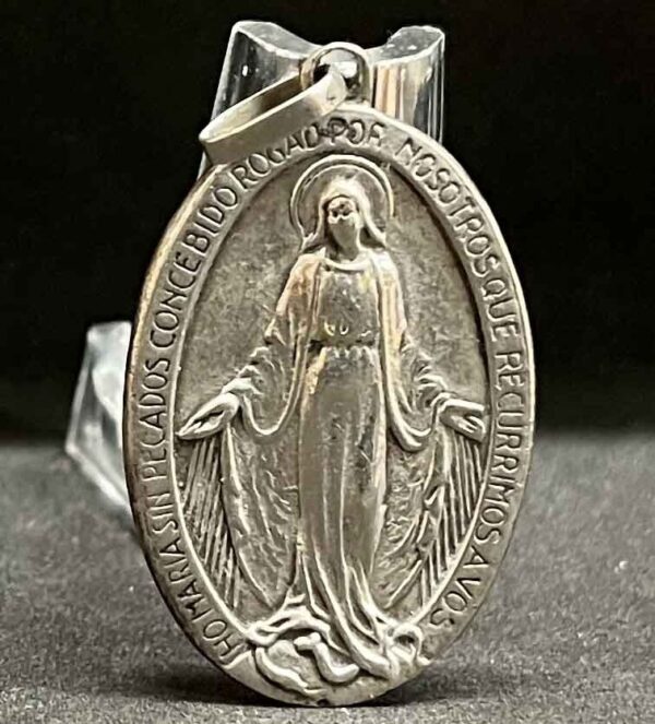 Argentina vintage Miraculous Virgin Mary Sacred Heart Monogram Mary silver medal