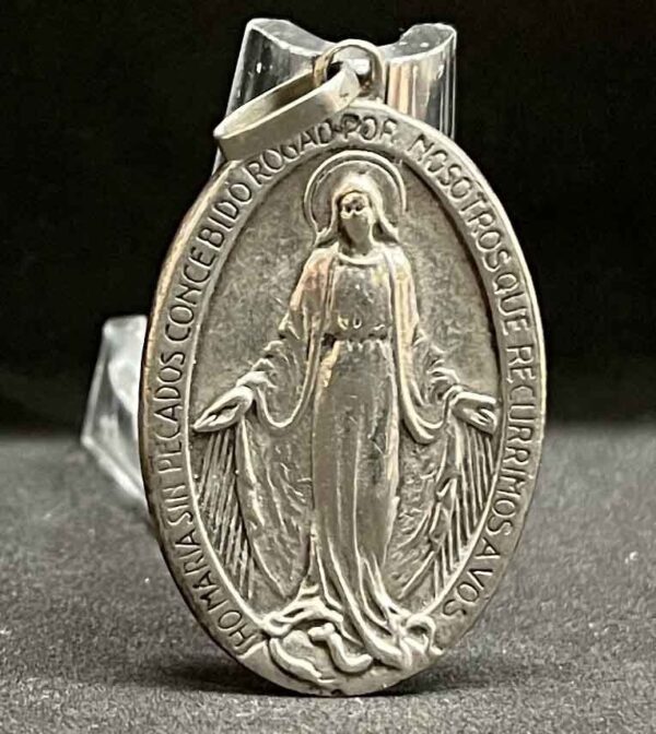 Argentina vintage Miraculous Virgin Mary Sacred Heart Monogram Mary silver medal - Image 2