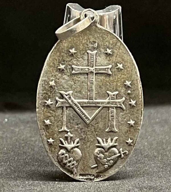 Argentina vintage Miraculous Virgin Mary Sacred Heart Monogram Mary silver medal - Image 5