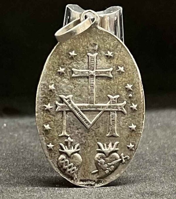 Argentina vintage Miraculous Virgin Mary Sacred Heart Monogram Mary silver medal - Image 7
