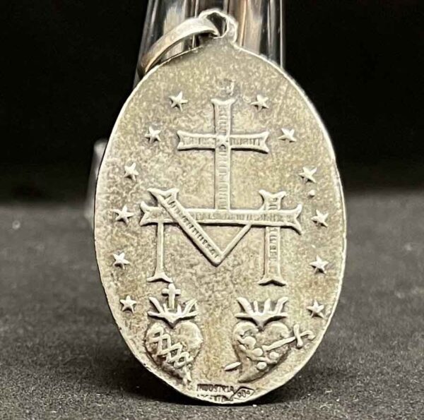 Argentina vintage Miraculous Virgin Mary Sacred Heart Monogram Mary silver medal - Image 8