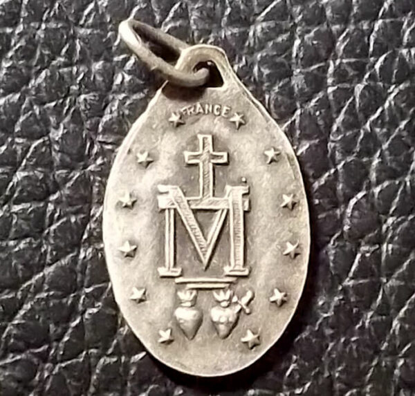 FRANCE C1900´S OLD MIRACULOUS VIRGIN MARY "O MARIE CONCUE SANS PECHE OPN"SILVER - Image 2