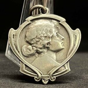 Amazing antique medal! Art Nouveau lady design, beauty shape, circa 1920´