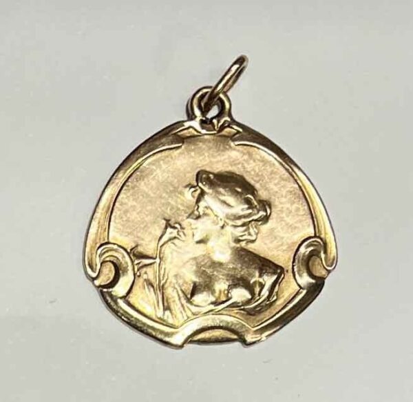 France 1910´ Art Nouveau wonderful lady smell a flower, silver pendant Delicate! - Image 3