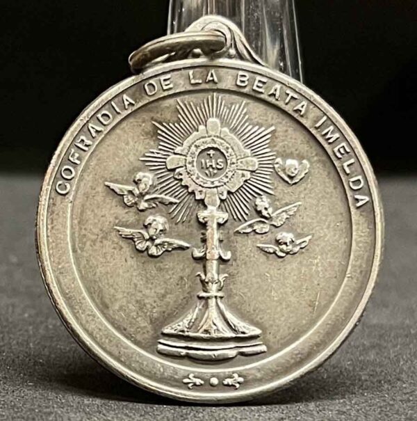 Antique Uruguayan Medal c.1900 – Brotherhood of Blessed Imelda – Beautiful Cherubs & Monstrance Design - Image 6