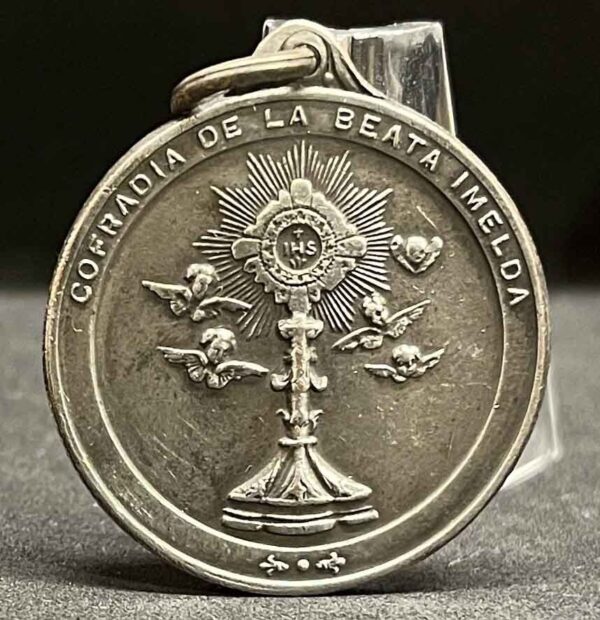 Antique Uruguayan Medal c.1900 – Brotherhood of Blessed Imelda – Beautiful Cherubs & Monstrance Design - Image 5