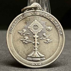 Antique Uruguayan Medal c.1900 – Brotherhood of Blessed Imelda – Beautiful Cherubs & Monstrance Design