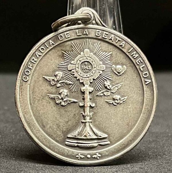 Antique Uruguayan Medal c.1900 – Brotherhood of Blessed Imelda – Beautiful Cherubs & Monstrance Design