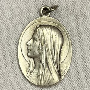 Antique French Silver Pendant – Our Lady of Lourdes & Virgin Mary – Signed Tairac & Escudero