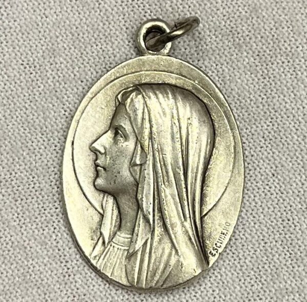 Antique French Silver Pendant – Our Lady of Lourdes & Virgin Mary – Signed Tairac & Escudero