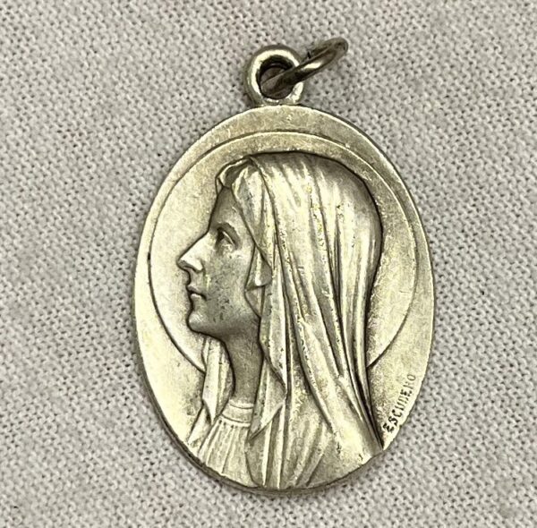 Antique French Silver Pendant – Our Lady of Lourdes & Virgin Mary – Signed Tairac & Escudero - Image 5
