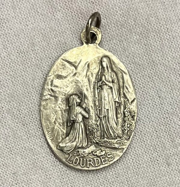 Antique French Silver Pendant – Our Lady of Lourdes & Virgin Mary – Signed Tairac & Escudero - Image 3