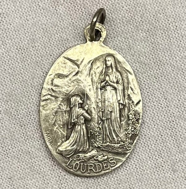 Antique French Silver Pendant – Our Lady of Lourdes & Virgin Mary – Signed Tairac & Escudero - Image 2