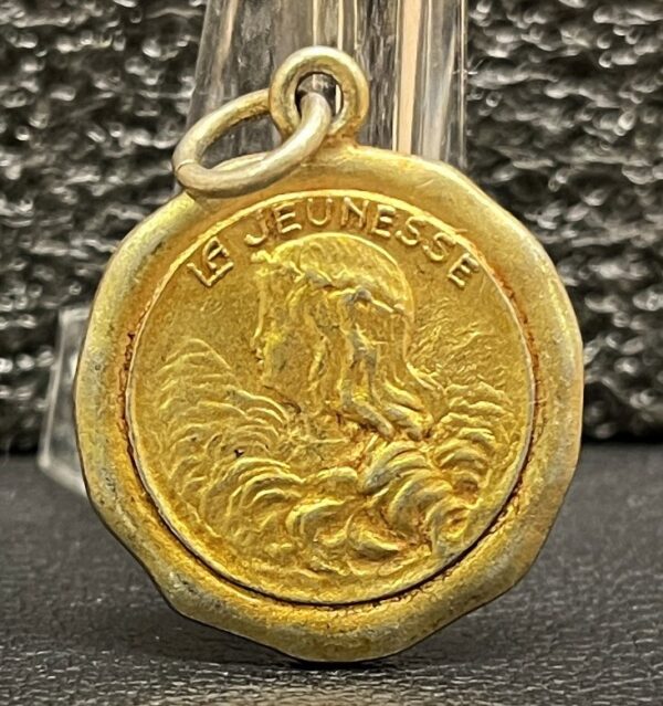France 1920s Art Nouveau Medal "La Jeunesse" – The Youth, Elegant Lady Portrait - Image 4