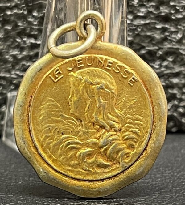 France 1920s Art Nouveau Medal "La Jeunesse" – The Youth, Elegant Lady Portrait - Image 3