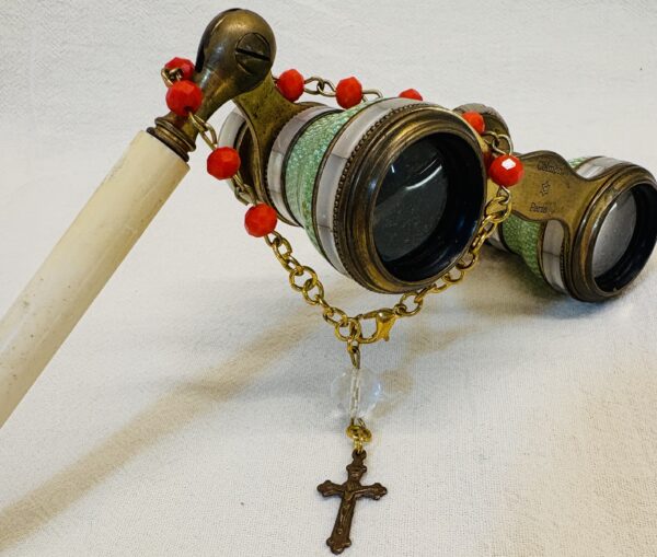 Handmade Rosary Bracelet with Czech Crystals & Antique Cross