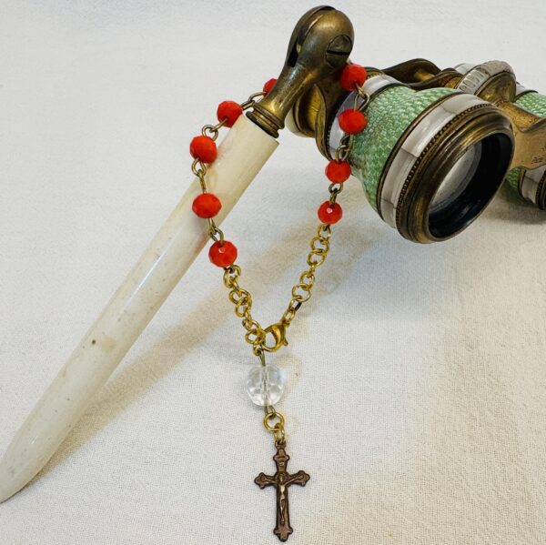 Handmade Rosary Bracelet with Czech Crystals & Antique Cross - Image 5
