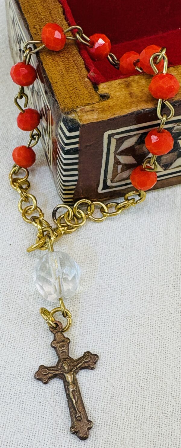 Handmade Rosary Bracelet with Czech Crystals & Antique Cross - Image 4