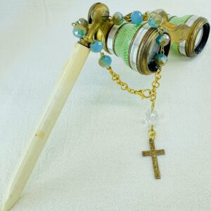 Handmade Rosary Bracelet with Czech Crystals & Antique Cross