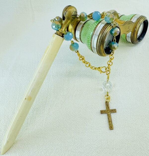 Handmade Rosary Bracelet with Czech Crystals & Antique Cross