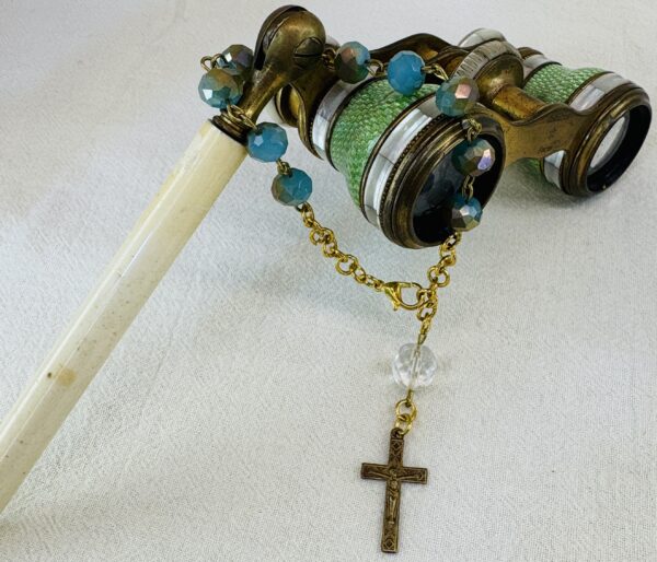 Handmade Rosary Bracelet with Czech Crystals & Antique Cross - Image 5