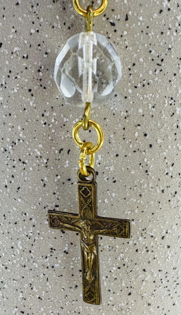 Handmade Rosary Bracelet with Czech Crystals & Antique Cross - Image 2