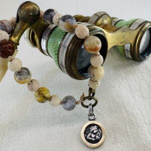 Handmade Rosary Bracelet with Volcanic Stone, Agate & Medal