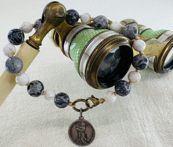 Handmade Pocket Rosary Bracelet with Jasper & shell Turquoise