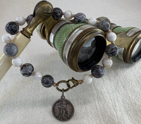 Handmade Pocket Rosary Bracelet with Jasper & shell Turquoise - Image 2