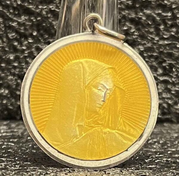 France Super delicate (silver & enamel) VIRGIN MARY muy bonita! vintage medal - Image 3