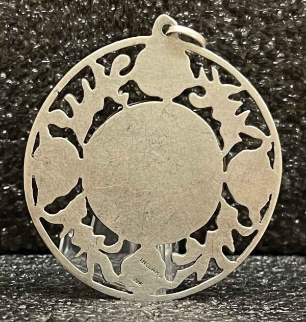 Amazing antique Sacred Heart of Jesus artisanal flowers design silver 900, 47 mm - Image 2