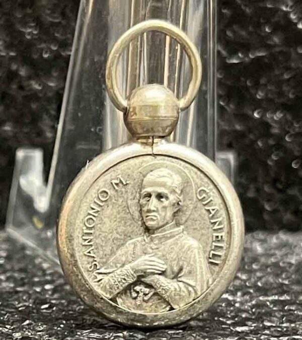 Italy 1940´ S. Anthony Maria Gianelli antique relic medal bombe glass - Image 3
