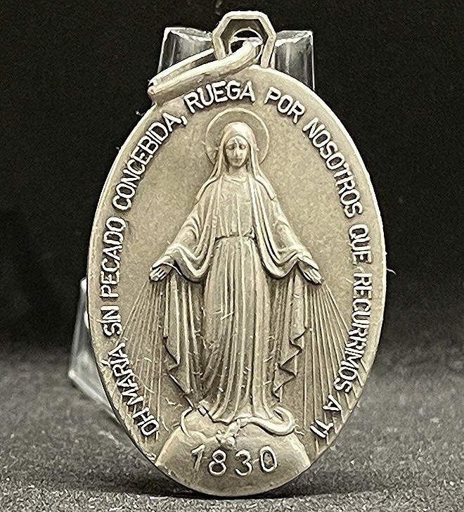 Spain 1940´ antique Miraculous Virgin Mary Sacred Heart of Mary & Jesus