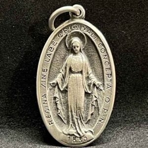 Italy 1940´ antique Miraculous Virgin Mary Monogram Mary beauty silver pendant