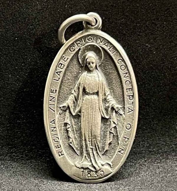 Italy 1940´ antique Miraculous Virgin Mary Monogram Mary beauty silver pendant