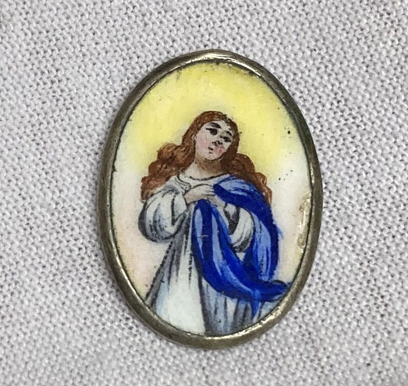 ITALY 1890´ AVE MARIA MIRACULOUS VIRGIN MARY SANCTA MARIA MATER ENAMELED AMAZING