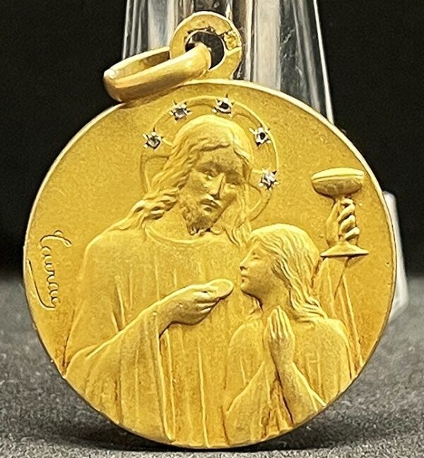 by Tairac France 1911 First Holy Communion Souvenir gold fix & brilliant stones - Image 6