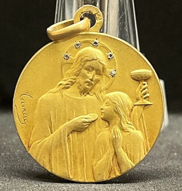 by Tairac France 1911 First Holy Communion Souvenir gold fix & brilliant stones - Image 5