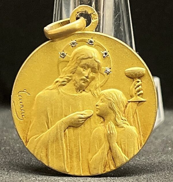by Tairac France 1911 First Holy Communion Souvenir gold fix & brilliant stones - Image 4