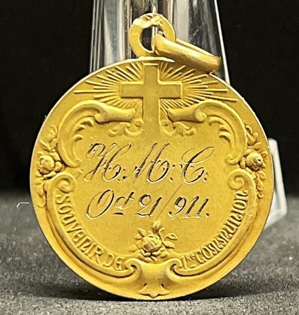 by Tairac France 1911 First Holy Communion Souvenir gold fix & brilliant stones - Image 3