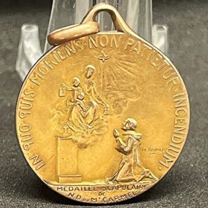 by De Bonald - France 1910´ Jesus Our Lady of Mount Carmel burial medal gold fix