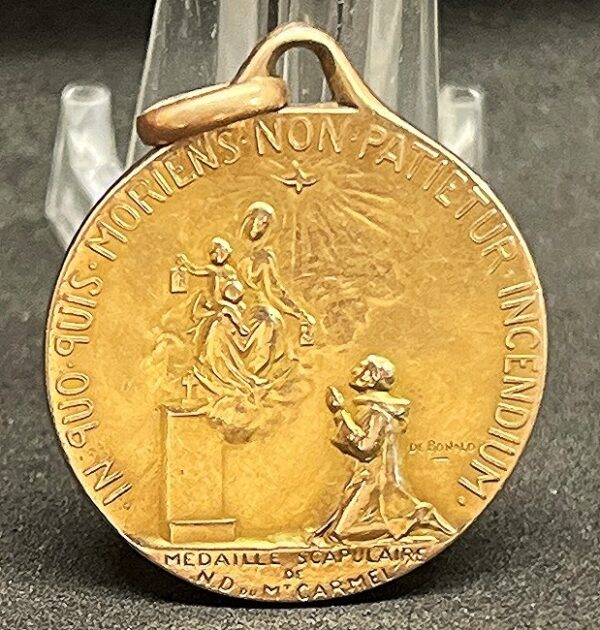by De Bonald - France 1910´ Jesus Our Lady of Mount Carmel burial medal gold fix