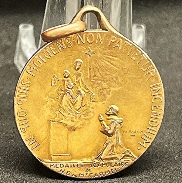 by De Bonald - France 1910´ Jesus Our Lady of Mount Carmel burial medal gold fix - Image 4
