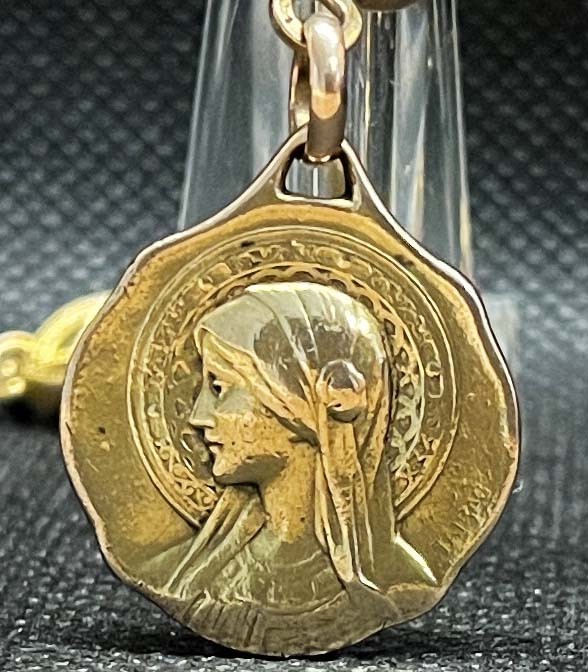 by De Bonald - France 1910´ Jesus Our Lady of Mount Carmel burial medal gold fix - Image 9