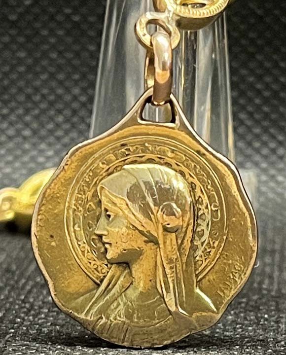 by De Bonald - France 1910´ Jesus Our Lady of Mount Carmel burial medal gold fix - Image 8