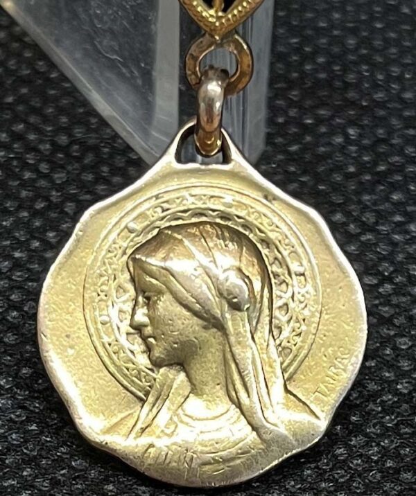 by De Bonald - France 1910´ Jesus Our Lady of Mount Carmel burial medal gold fix - Image 7