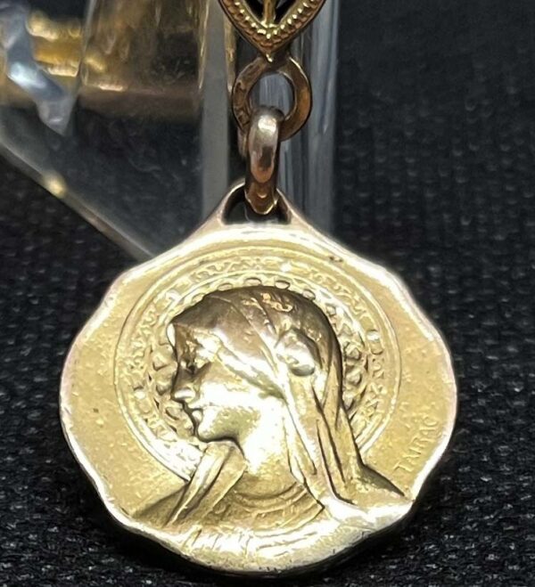 by De Bonald - France 1910´ Jesus Our Lady of Mount Carmel burial medal gold fix - Image 6
