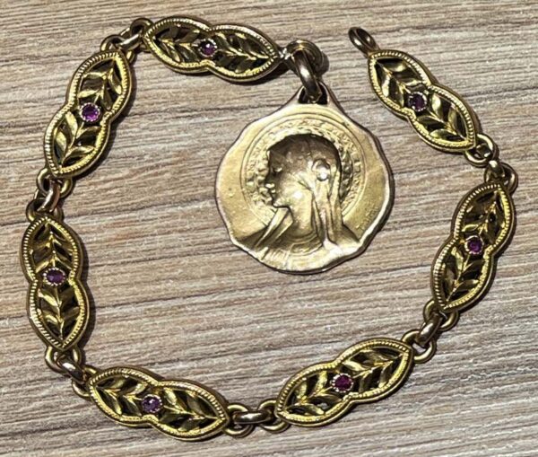 by De Bonald - France 1910´ Jesus Our Lady of Mount Carmel burial medal gold fix - Image 3