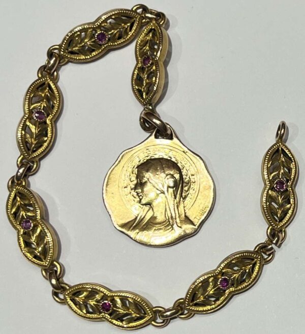 by De Bonald - France 1910´ Jesus Our Lady of Mount Carmel burial medal gold fix